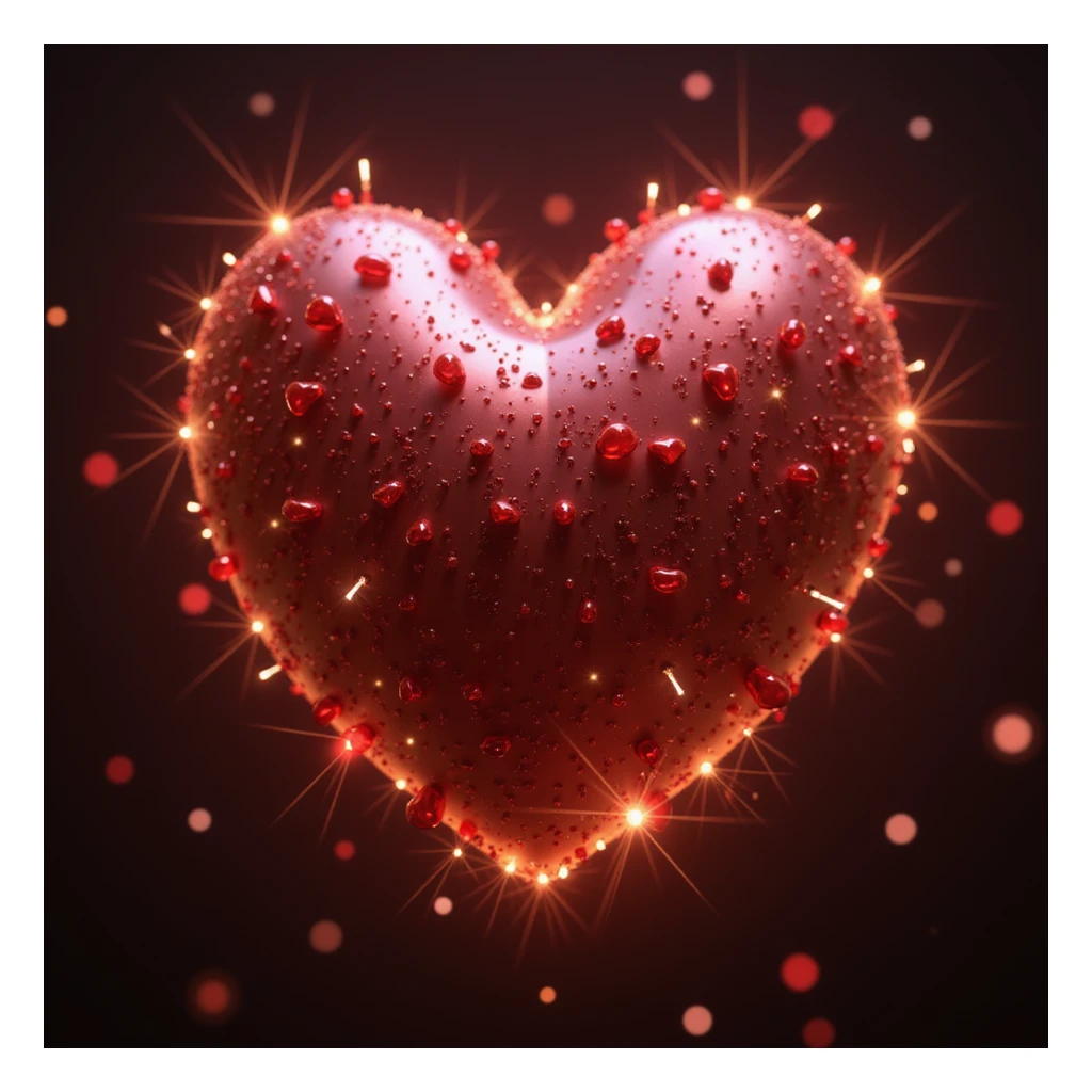 photorealistic high detail heart with sparkles sticker