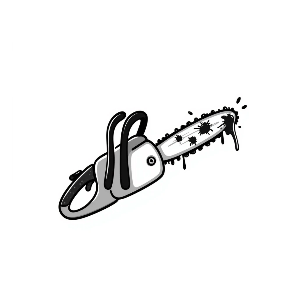 doodle style bloody chainsaw with blood splatter sticker