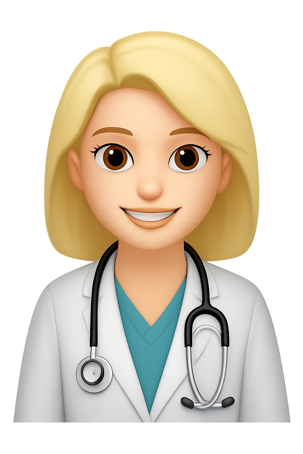 A woman doctor emoji, bigger, blue sticker