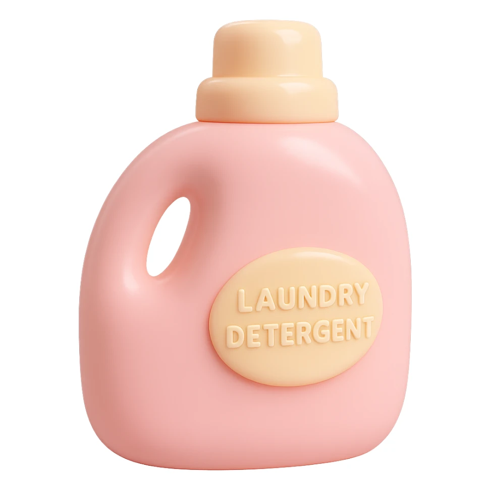 Show a close-up of the vinyl figure style detergent bottle, emphasizing the glossy vinyl texture and playful details sticker