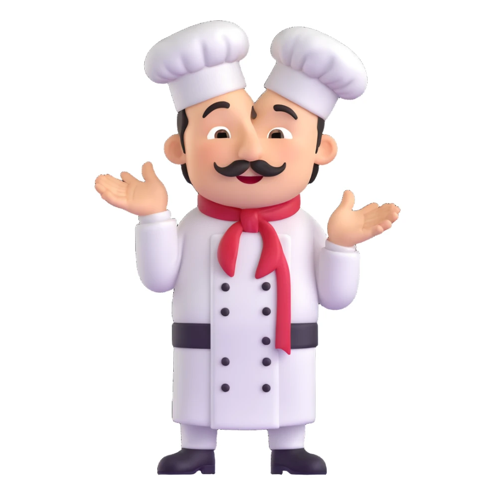 chef making a 'chef's kiss' gesture, expressive, clear, suitable for emoji sticker