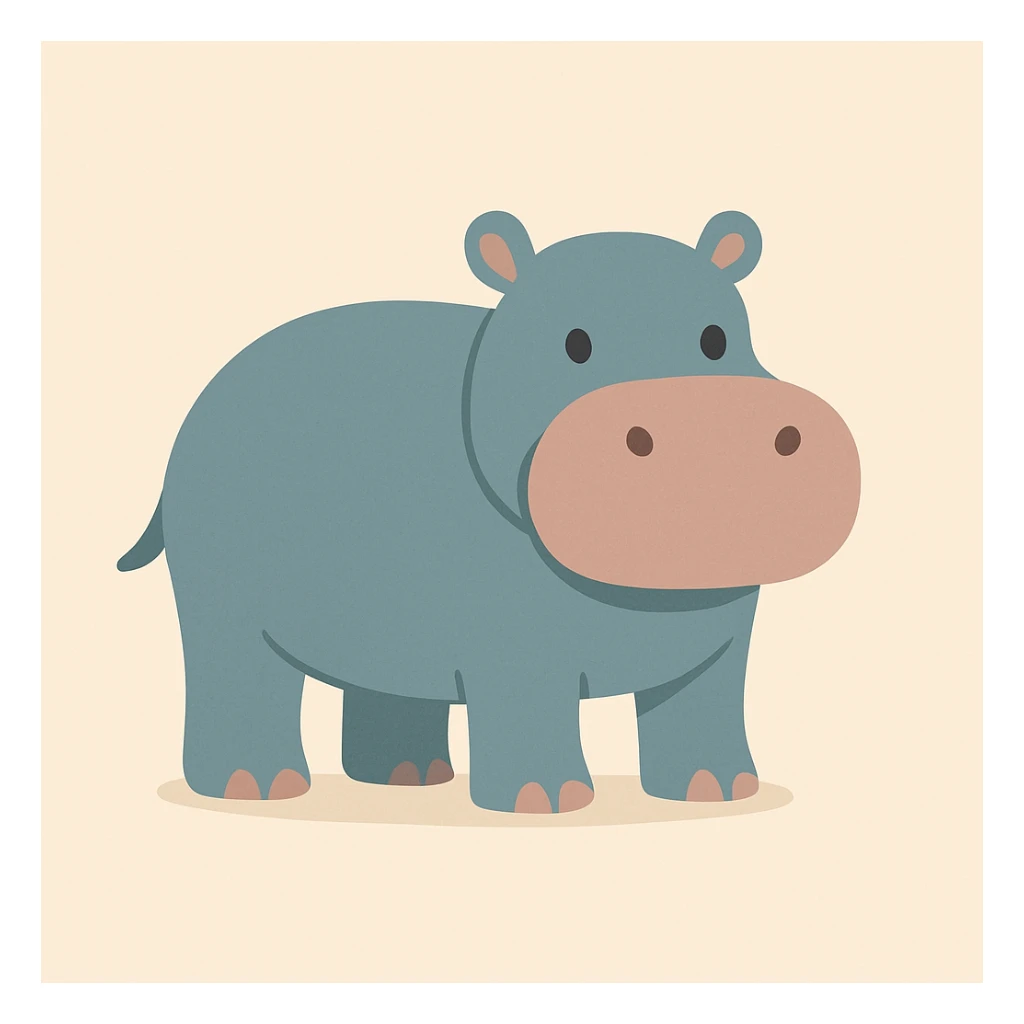 Flat design style hippopotamus sticker