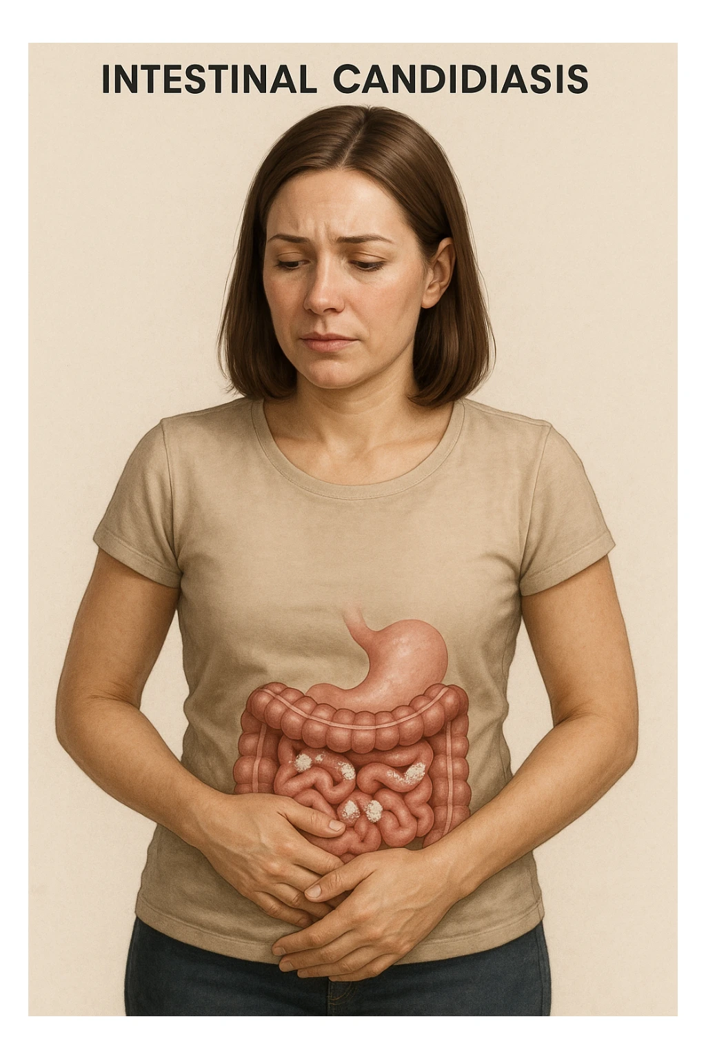 donna con candida intestinale realistic sticker