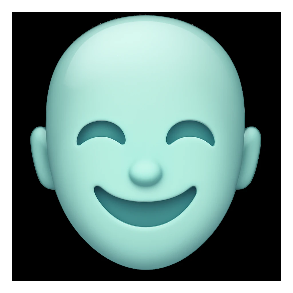 Create four new light blue emoji variants maintaining the emoji style and light blue color, but with different facial expressions. The style should resemble the original emoji style shown in the reference images. sticker