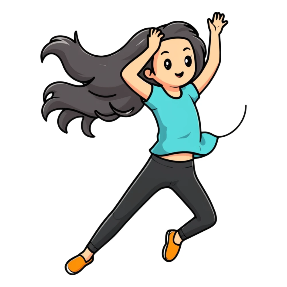 A girl flipping her his back  sticker