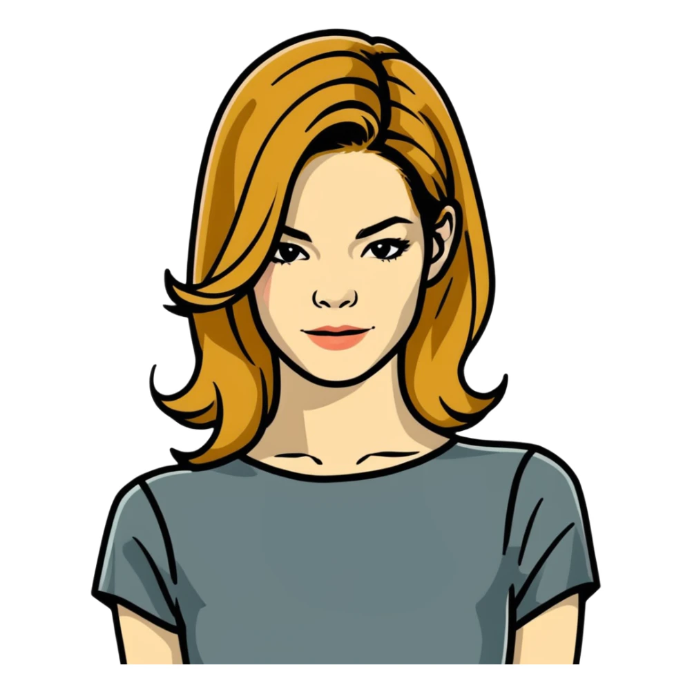 Michelle Monaghan with honey blonde hair on Christmas holiday sticker