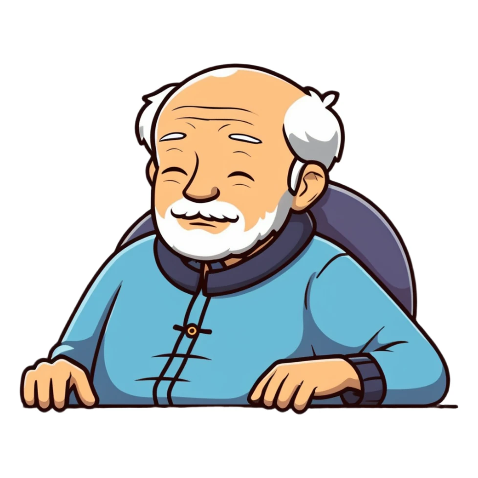 elderly grandfather in peaceful rest with stars sticker