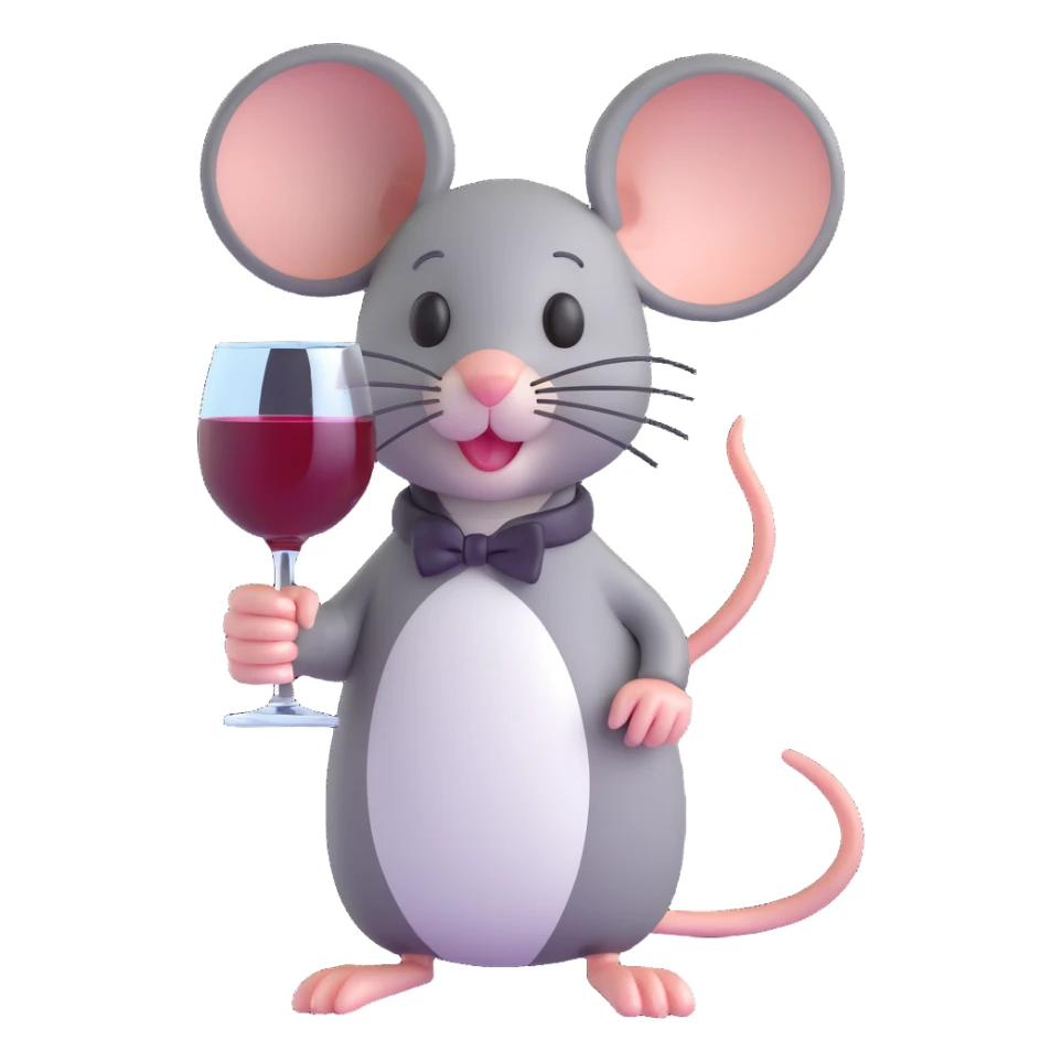 mouse with glass of vine sticker