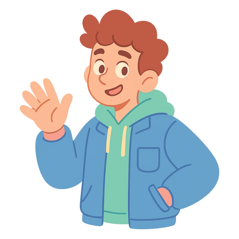pastel toon style teenage boy wearing a jacket sticker