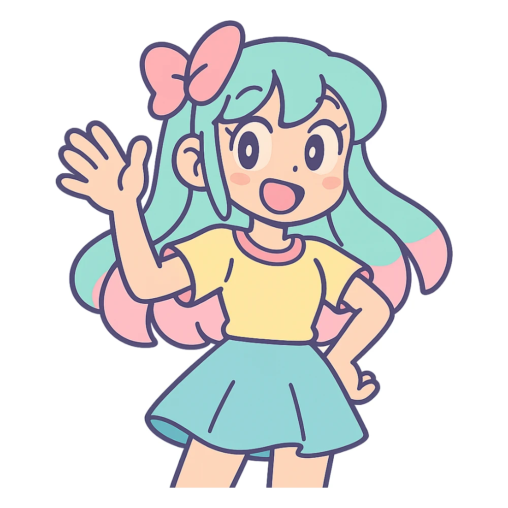 anime girl in pastel toon style sticker