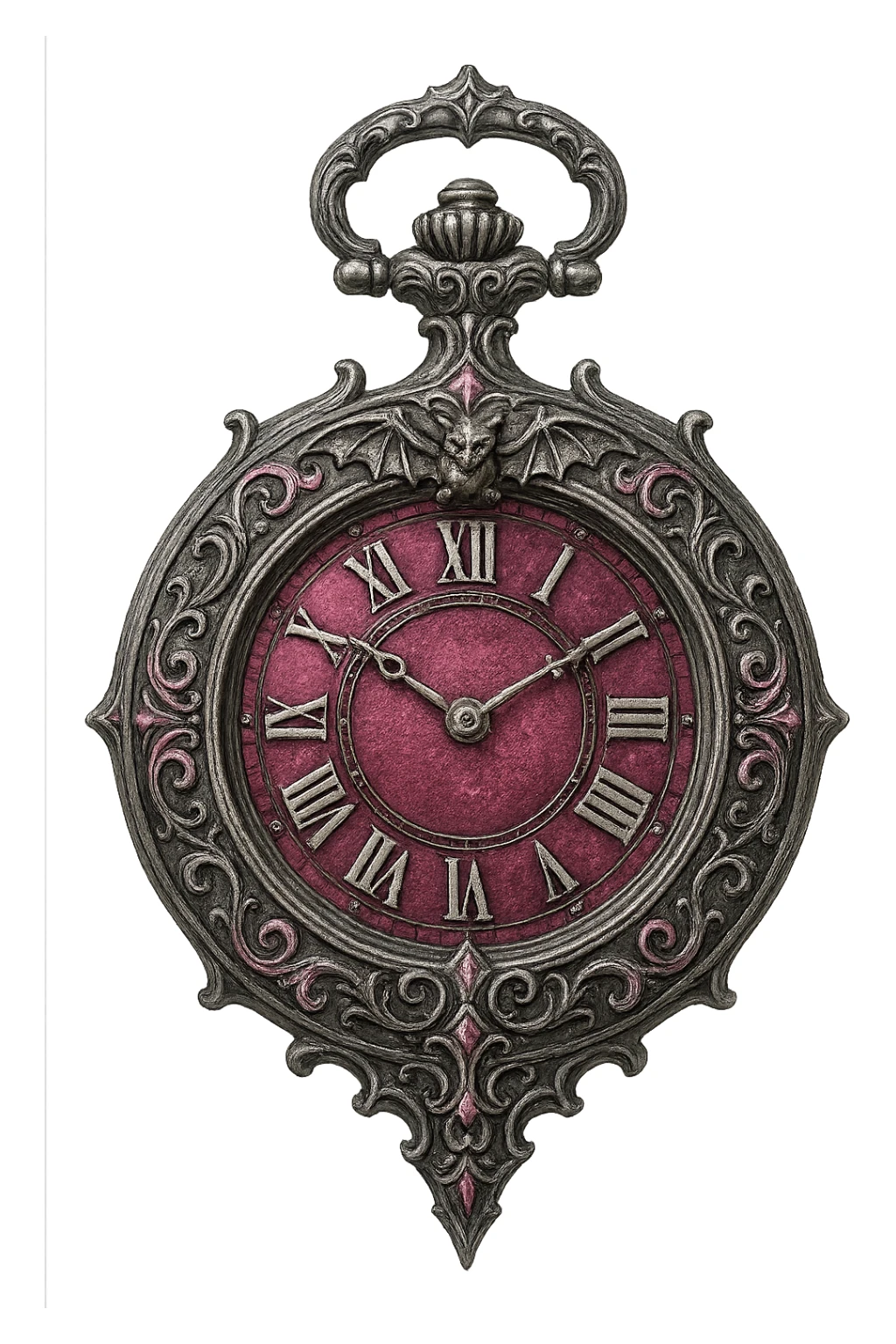 gothic pocket watch, pink and silver, ornate and dramatic sticker