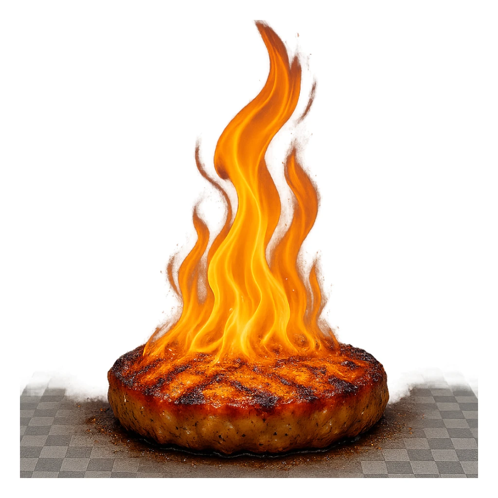 fiamma su cibo, metabolismo iperrealistico sticker