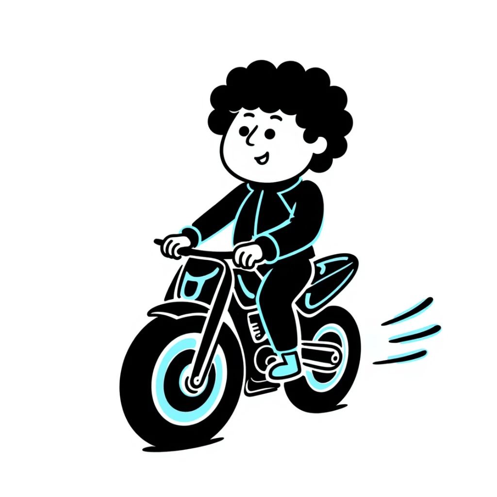 Cabbage Patch Kid dressed as Tron character, 80's retro sci-fi, riding a light cycle sticker