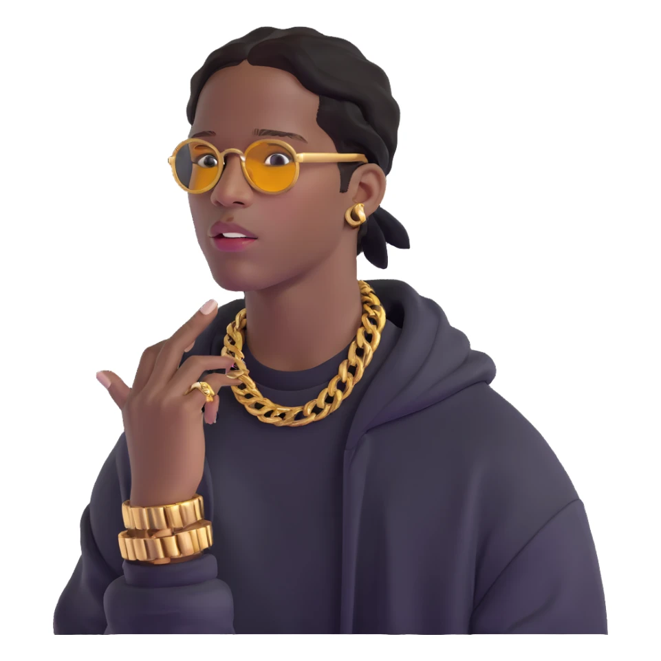 ASAP Rocky with gold grills and designer clothes sticker