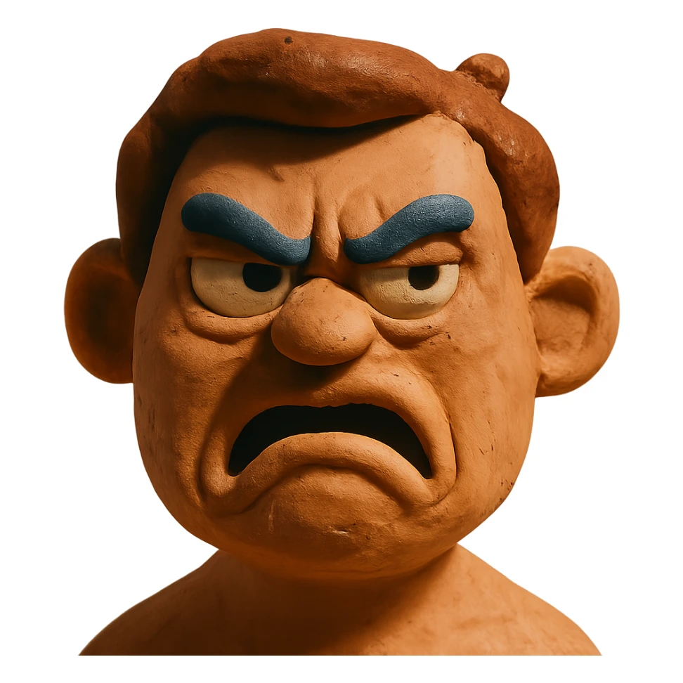 claymation style pissed and disgusted face sticker