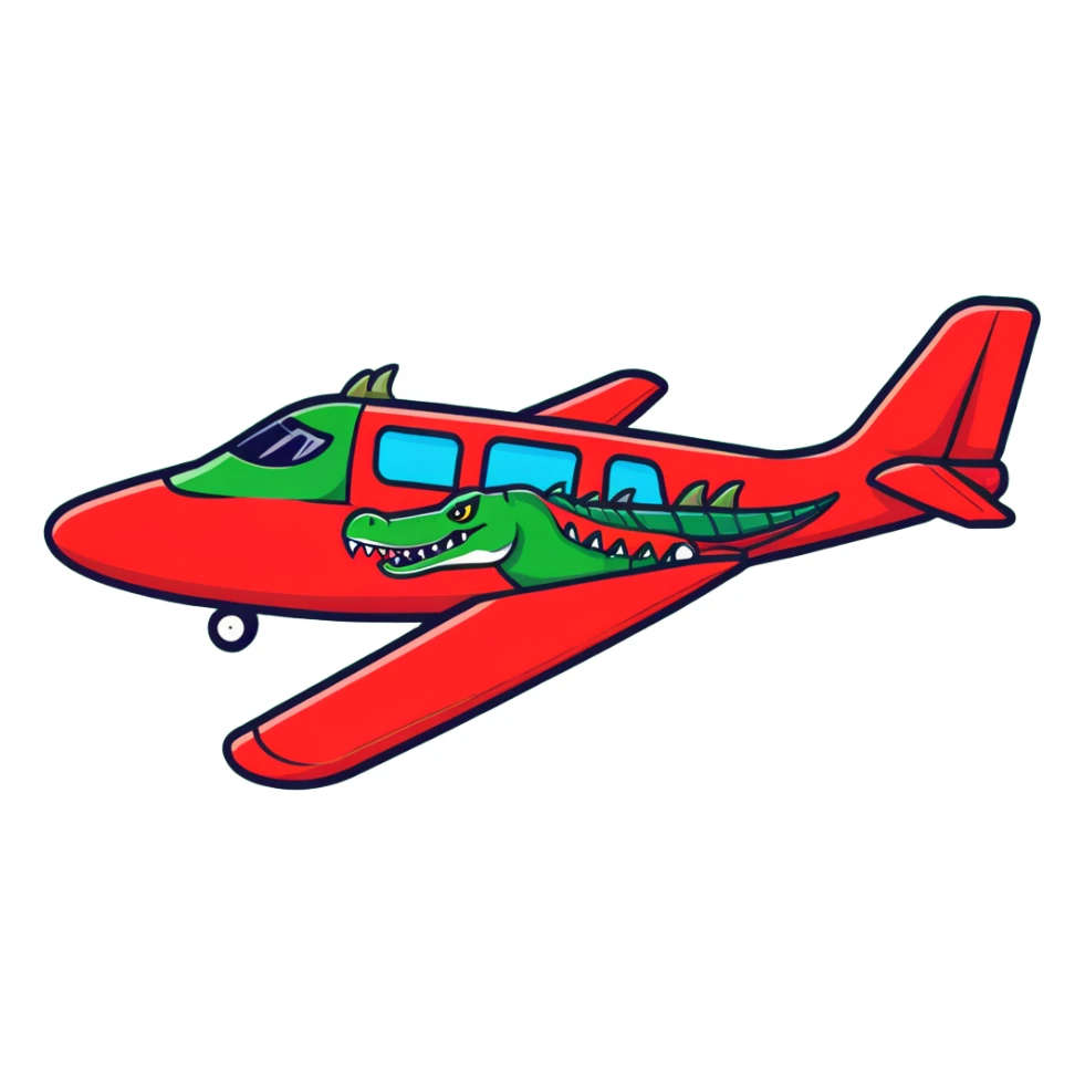 green bomber plane with crocodile head and teeth sticker