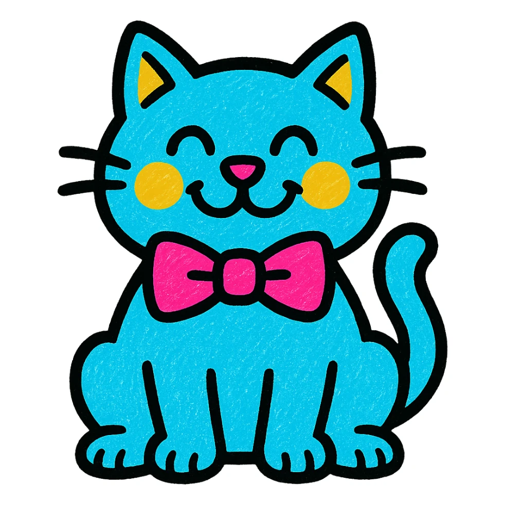 a cheerful cat with a bow tie in vibrant pop colors sticker
