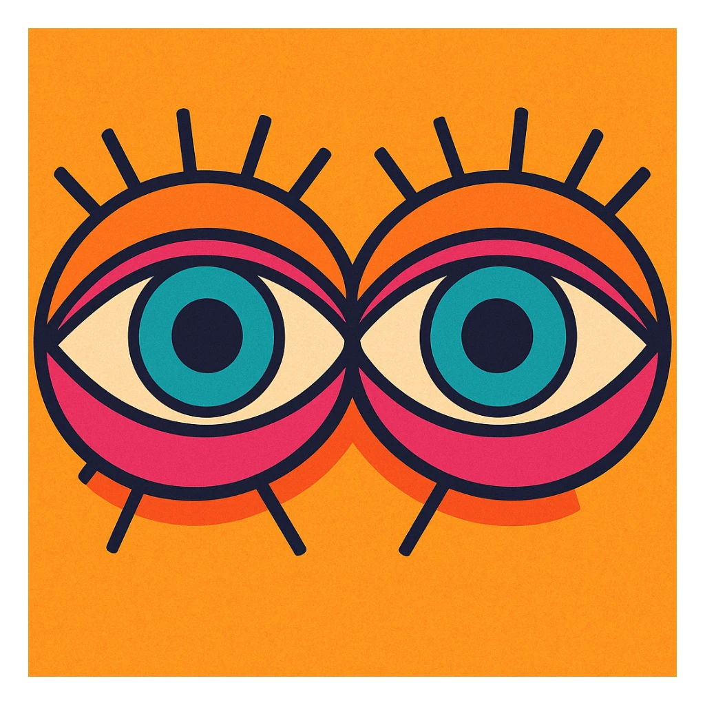 anatomically correct human eyes touching each other in vibrant toon style sticker