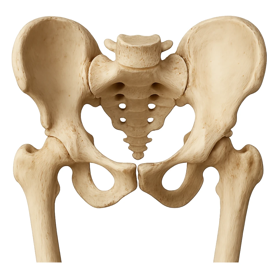 realistic isolated human pelvic bones on white background with anatomical details sticker