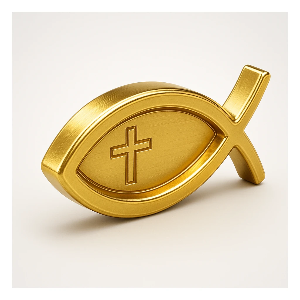 ichthys symbol, 3D metallic look sticker