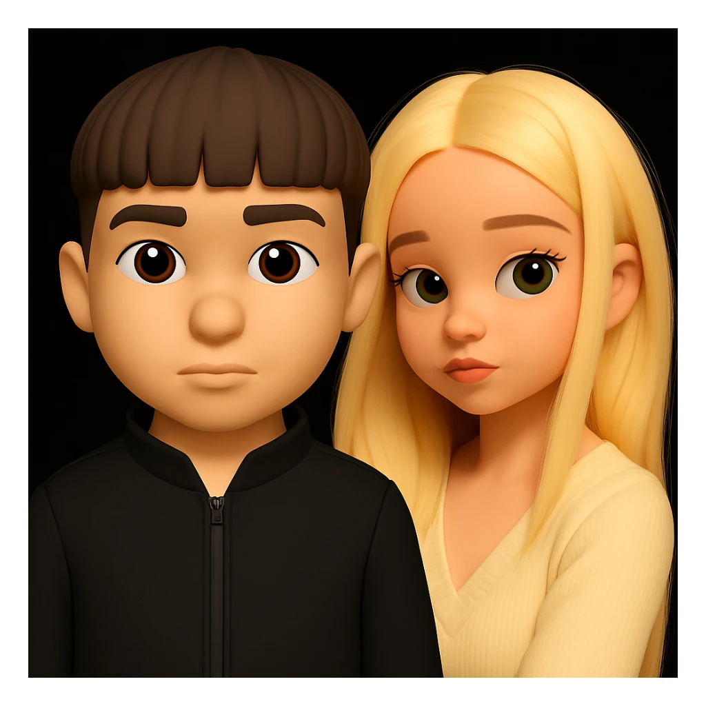 Place these two 3d emoji images on one background as two separate figures without changing the images themselves sticker