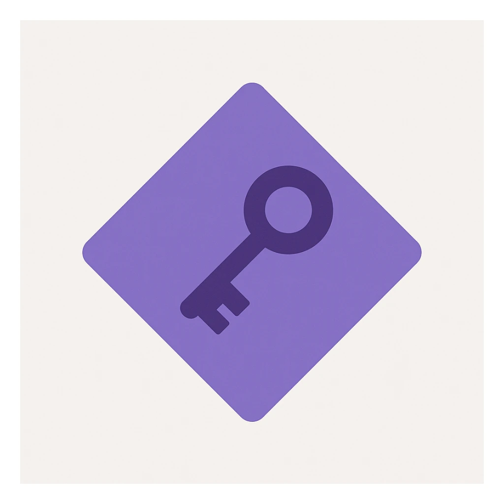 flat diamond, color #9665db, with 🗝️key  symbol on the diamond. sticker