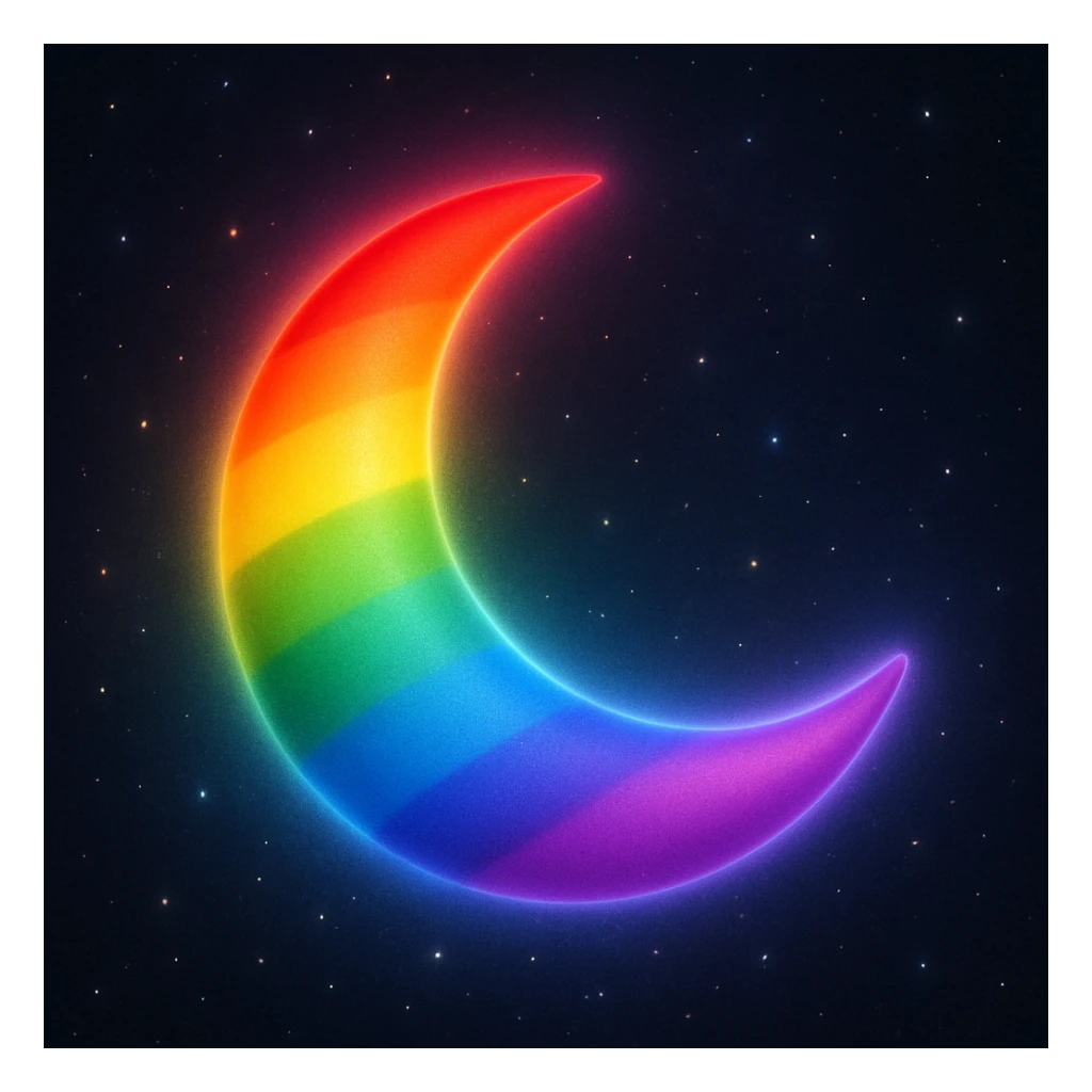 gay pride emoji, rainbow moon, glowing and dreamy sticker