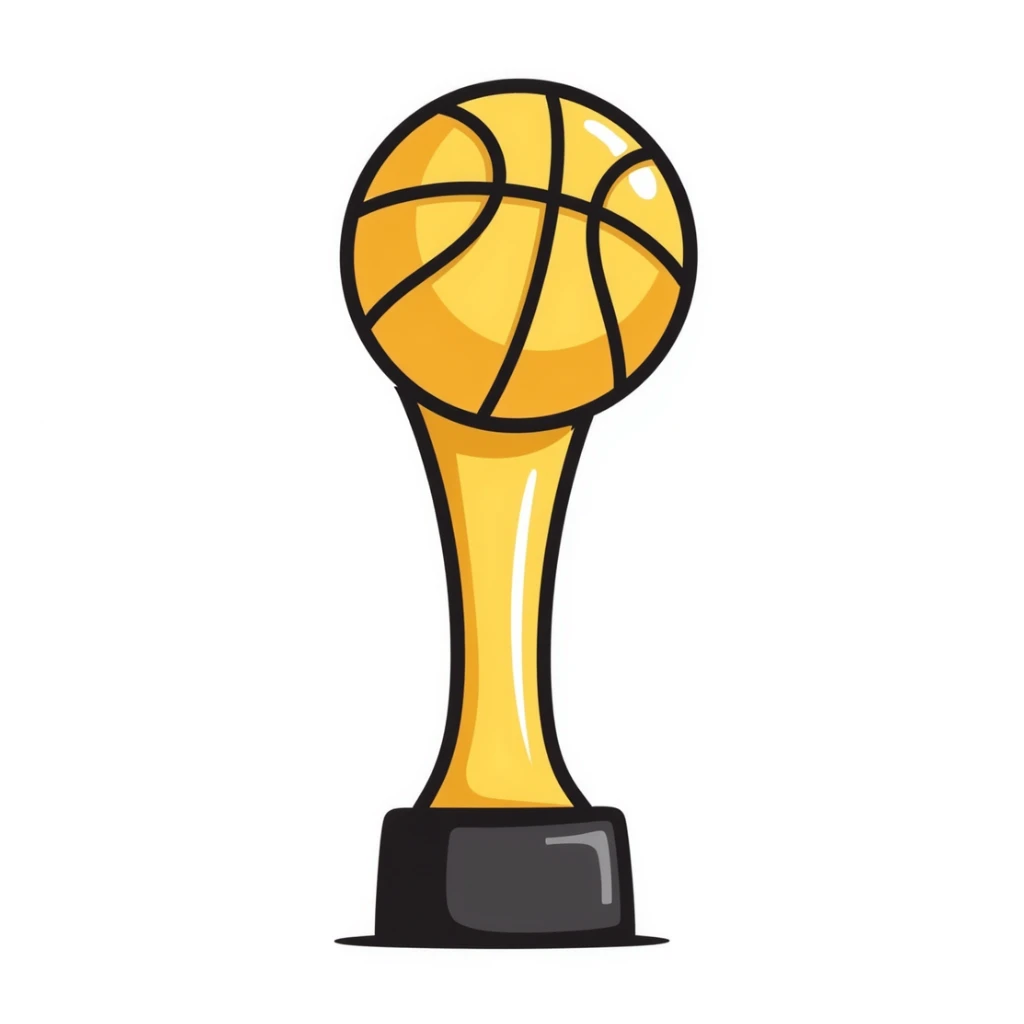 Hand-drawn golden basketball trophy sticker