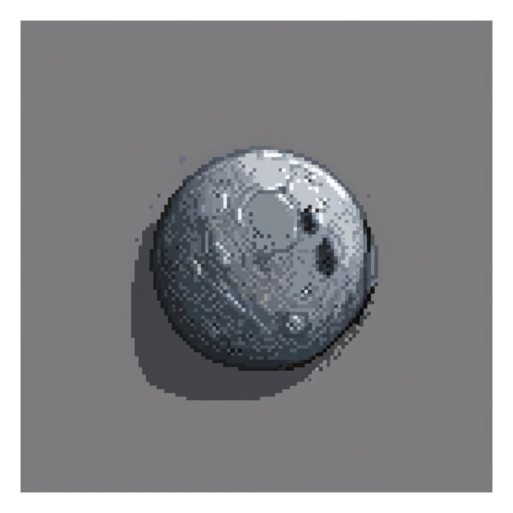 pixel art planet Mercury, gray rocky planet with small craters, black background sticker