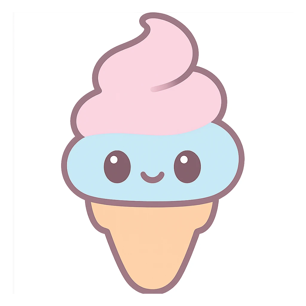 kawaii style pastel ice cream cone sticker