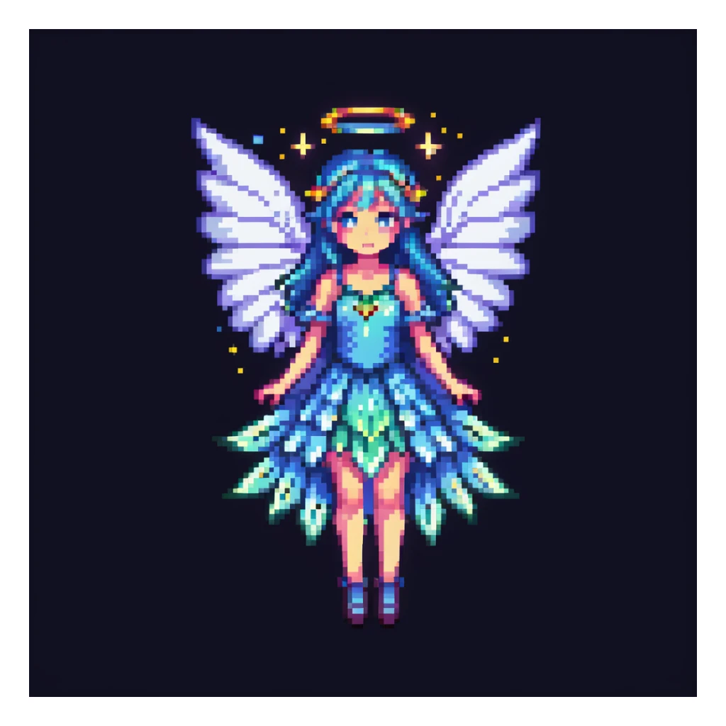 fairy with wings, night scene, glowing magical aura sticker