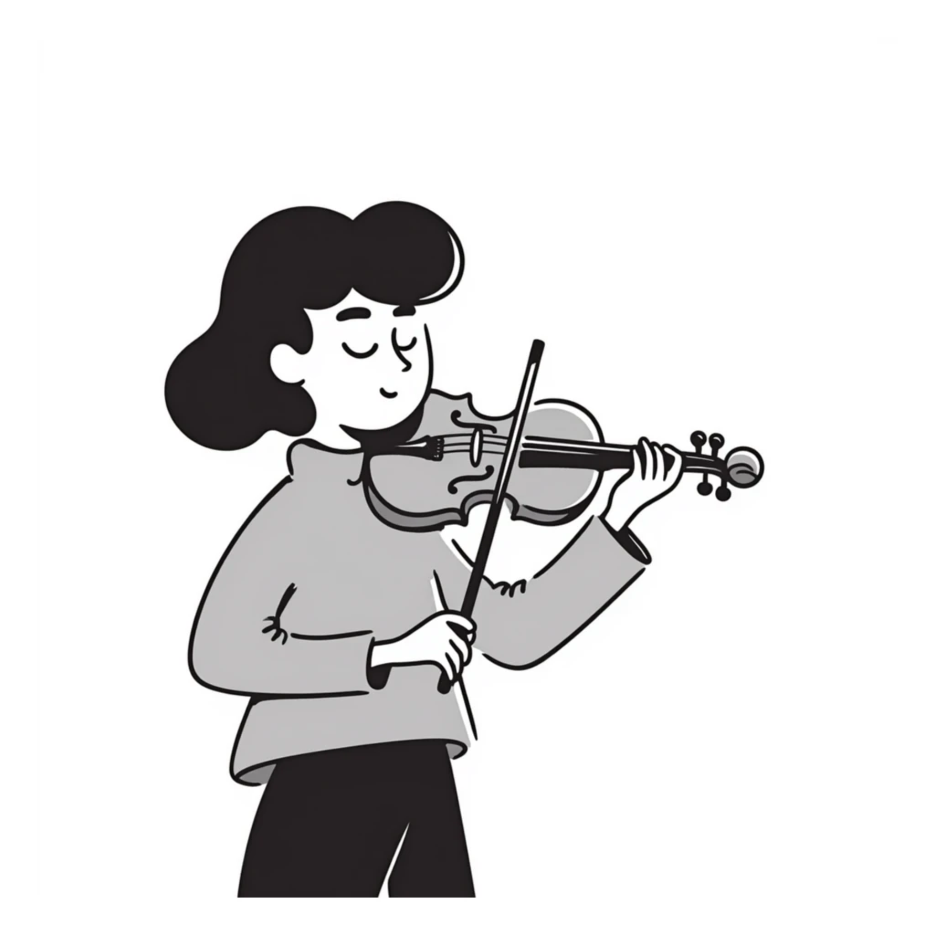 melancholic violinist looking up at the sky thinking sticker