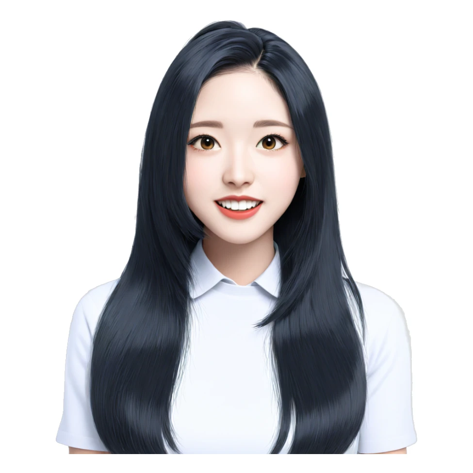 smiling girl with black hair sticker