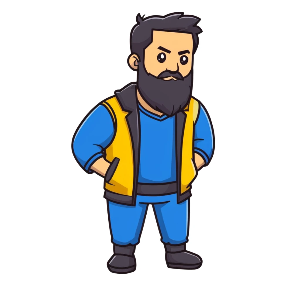 Luxury car guru with long beard, Lamborghini themed outfit, wise expression sticker