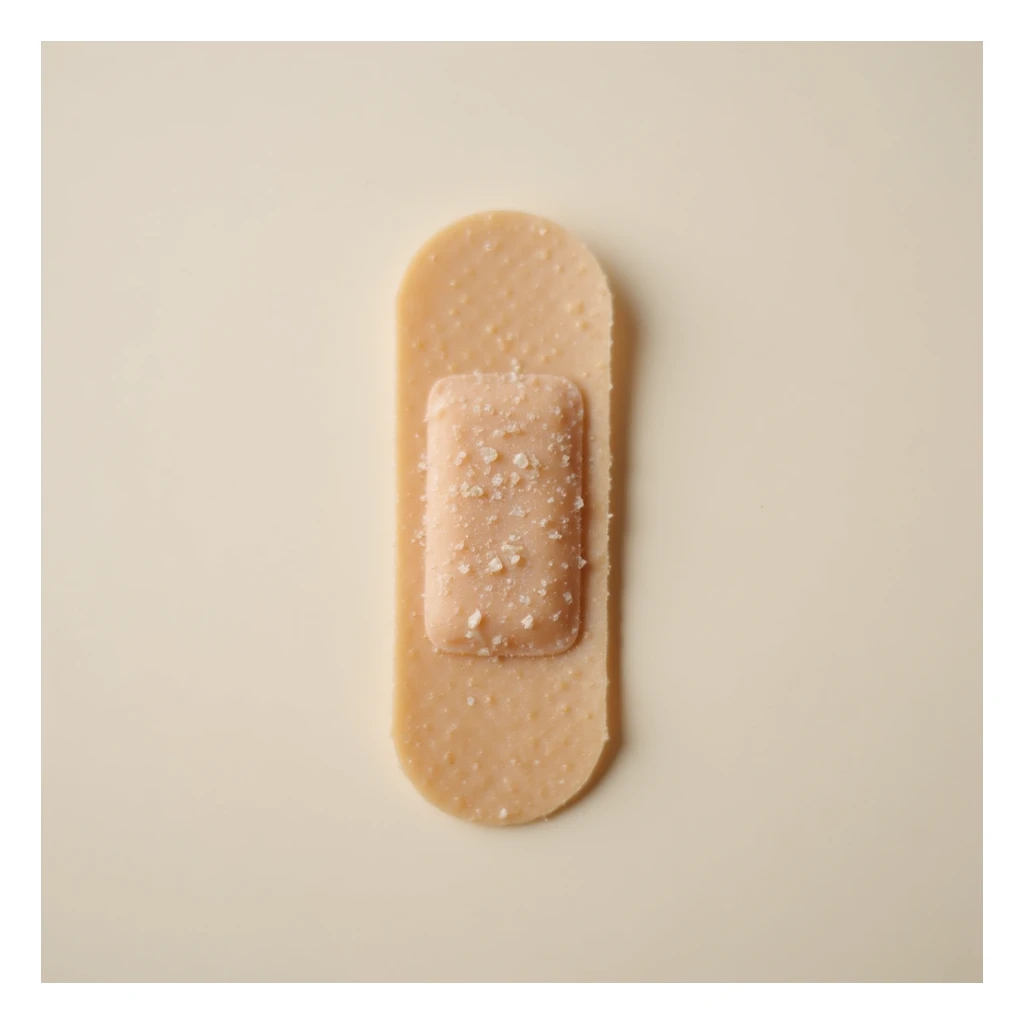 a single adhesive bandage (band-aid) on a white background, photorealistic style sticker