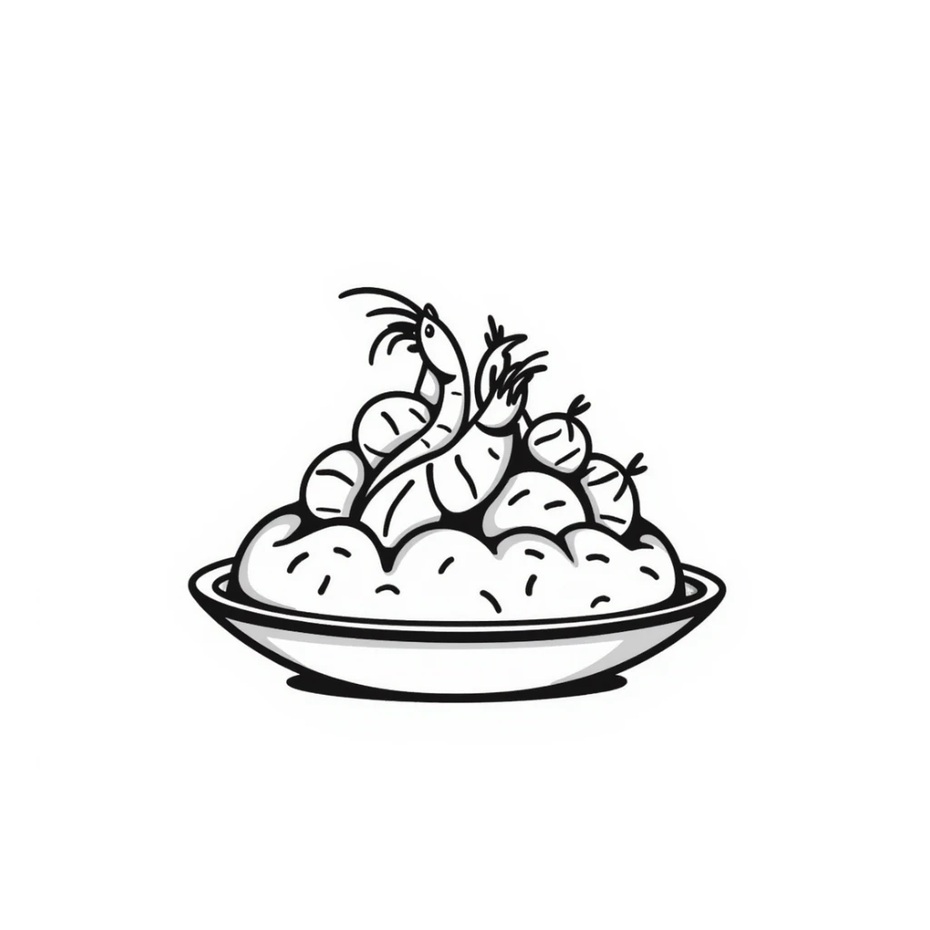 A plate of delicious seafood rice with prawns sticker