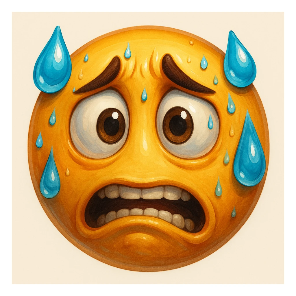 nervous emoji face, expressive, detailed, digital art sticker