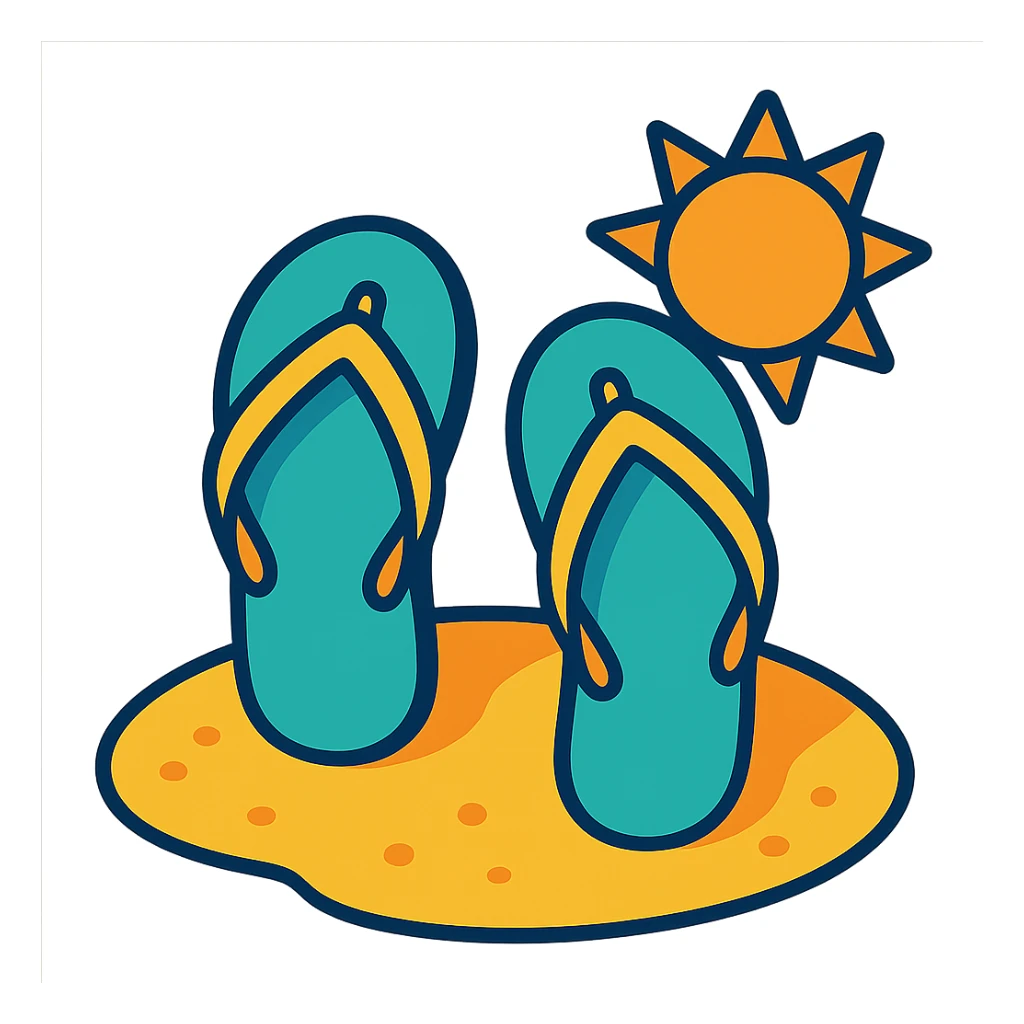 summer flip flops on sand relaxed sunny style sticker