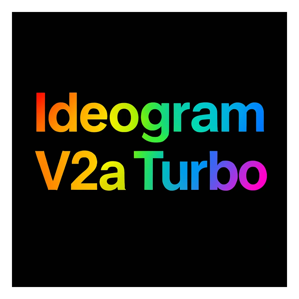 make a colorful text of "Ideogram V2a Turbo", black background sticker