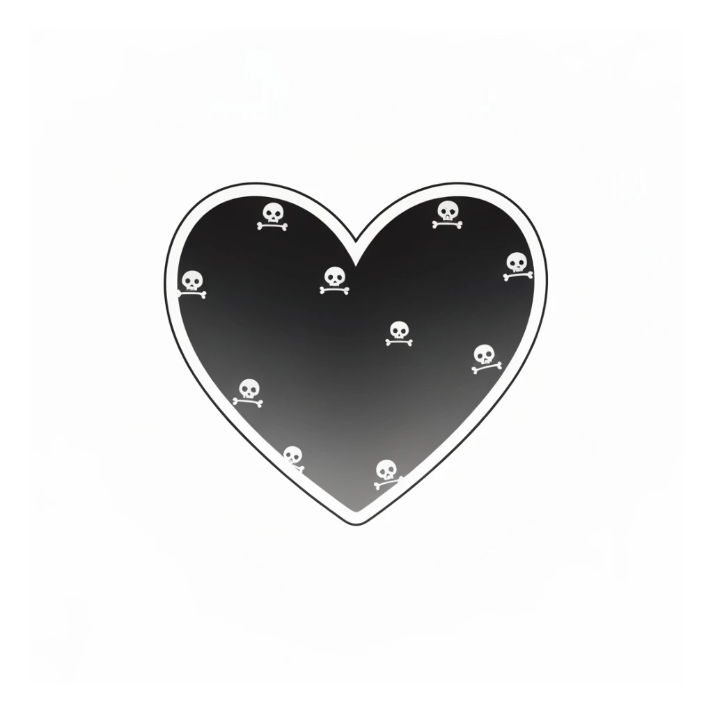 goth heart sticker, cute, expressive, minimal sticker