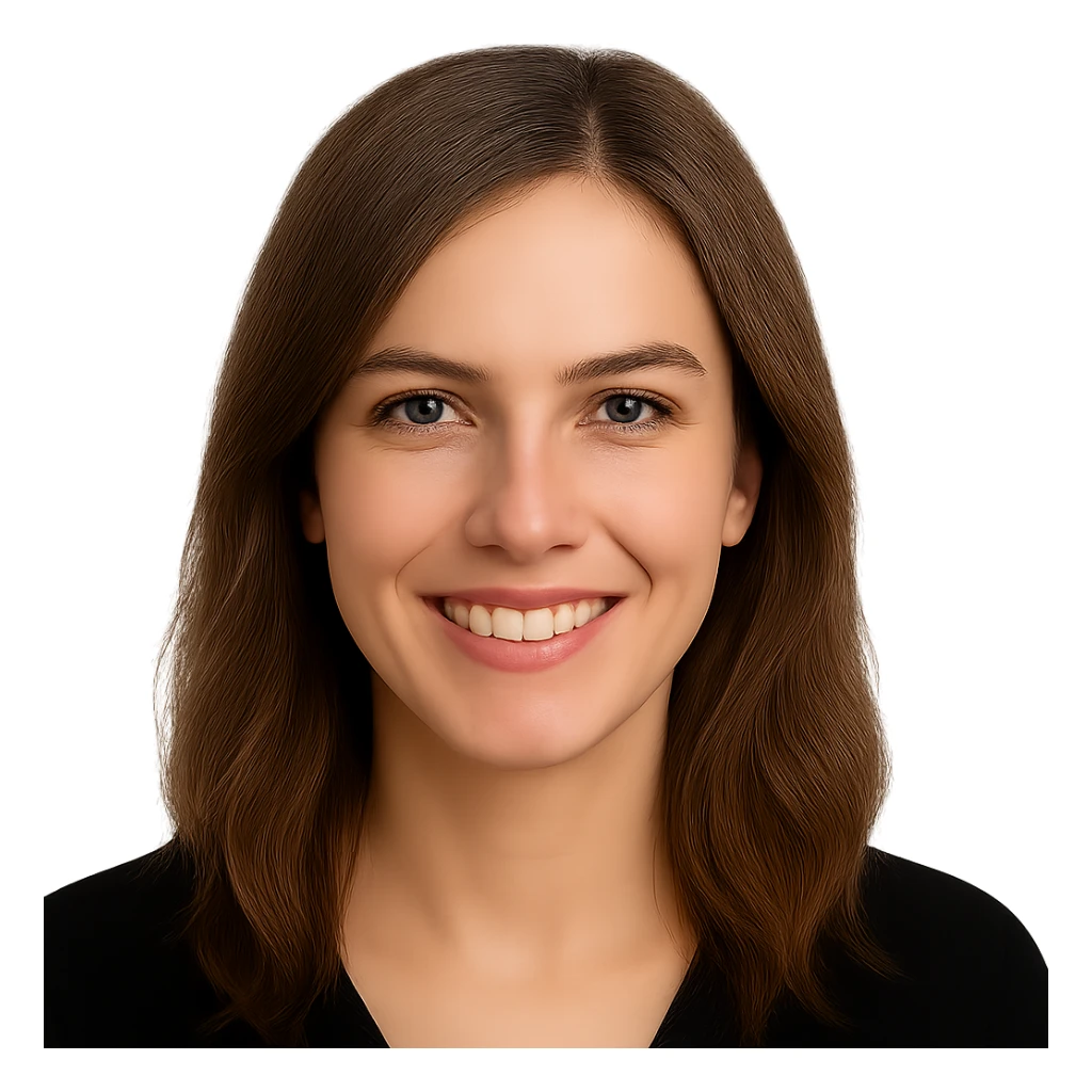 Make the woman smile, keep the same style, no background. sticker