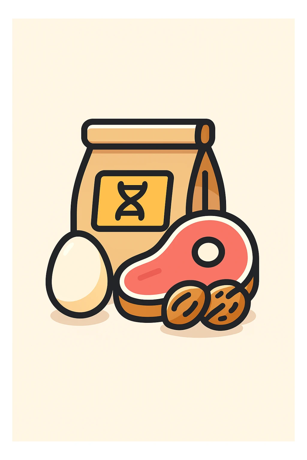 Proteine alimentari su sfondo isolato fammi un icona sticker