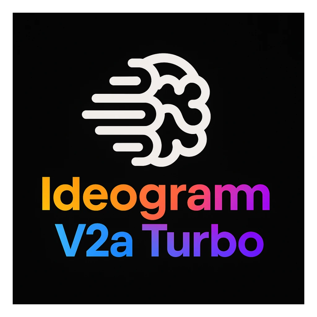 make a colorful text of "Ideogram V2a Turbo", black background, add this logo too sticker