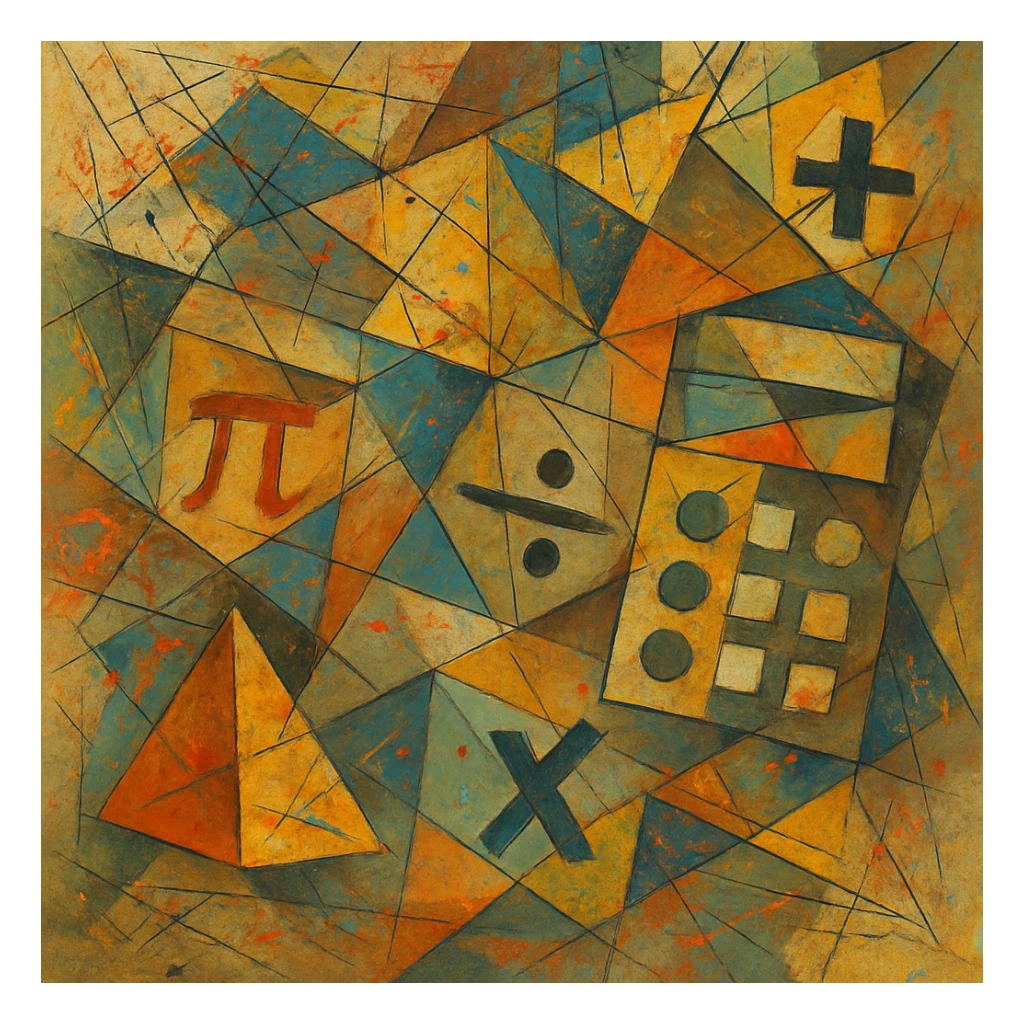 math symbols and objects in the style of Jackson Pollock abstract expressionism, with energetic paint splatters and dynamic lines sticker