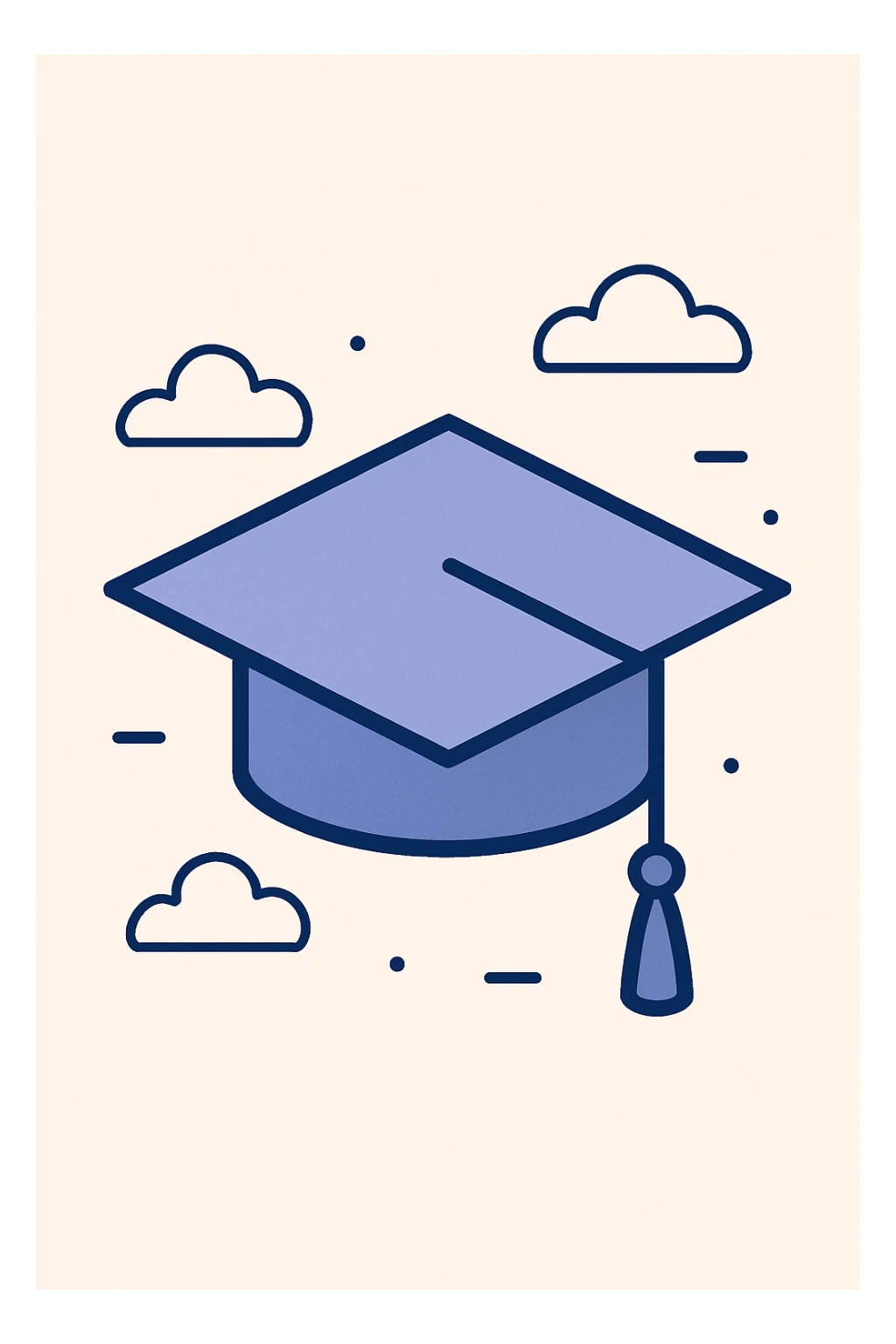 a graduation cap representing academia, clean and modern style sticker