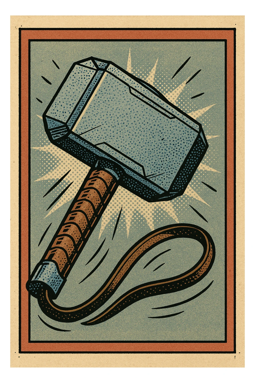 iconic Marvel object, such as Thor's hammer or Captain America's shield, detailed, comic book style sticker