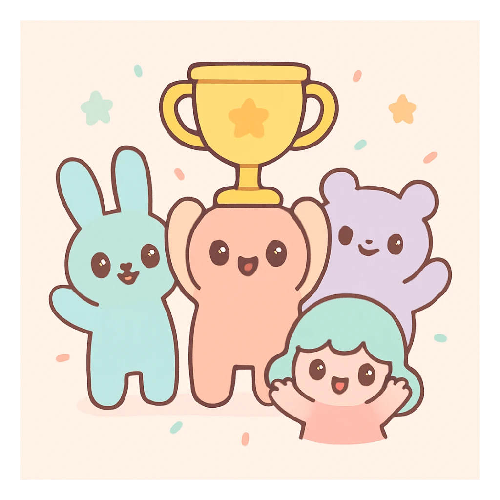 team celebrating with trophy sticker