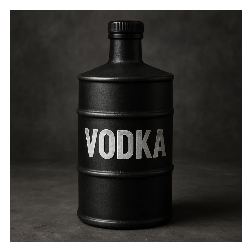 нарисуй в таком же стиле бутылку водки, чем то похожую на бочку нефти sticker