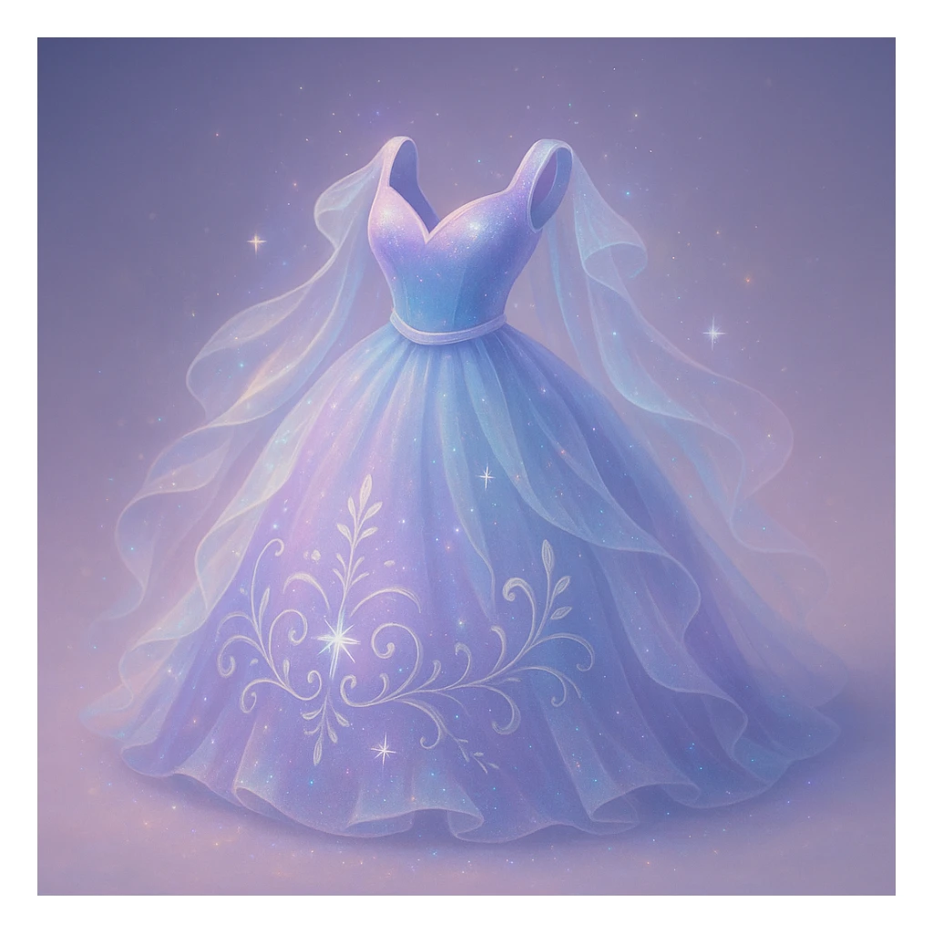 Transform this red ballgown into an even more fancy, ethereal, and mystical dress, combining fantasy and Disney princess elements. Add magical sparkles, flowing layers, and a dreamy, otherworldly aura. Style should reflect a fantasy Disney princess look with ethereal and mystical qualities. sticker