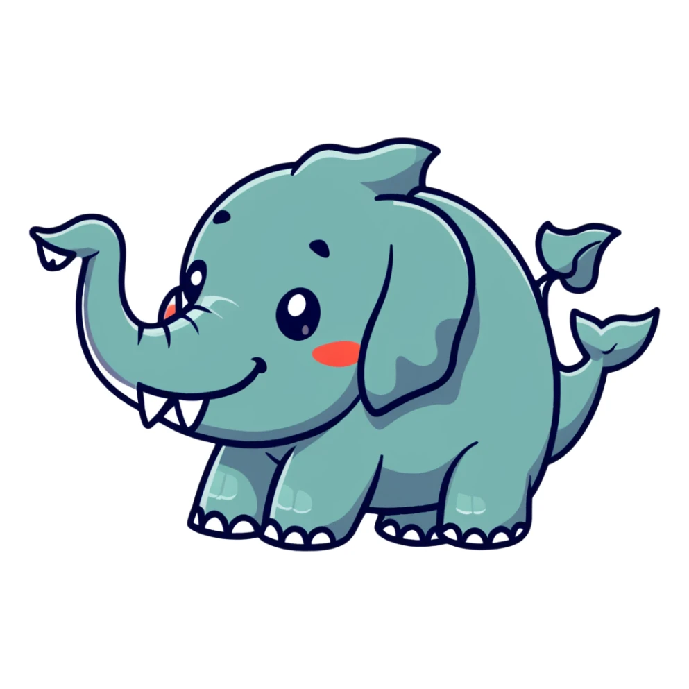 piranha with elephant trunk and tusks, playful look sticker